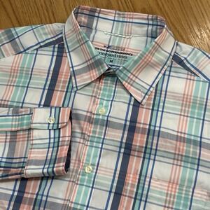 Vineyard Vines Shirt Men Medium Button Down Slim Plaid Pink Performance OTG